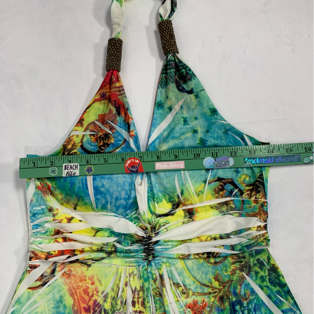 Cristina Love Morrocan Halter Backless Multicolored Sequence Dress Size M - Picture 5 of 13